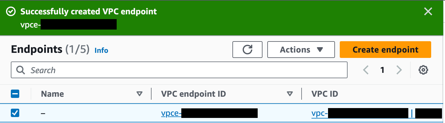 The created endpoint appears in the Endpoints list